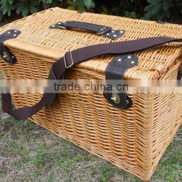 Cheap Wicker Pinic Basket Square Wicker Picnic Hamper for 6 People