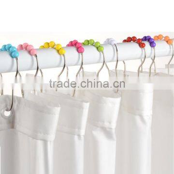 CALABASH PEARLS Shower Curtain Hooks Rings,Colorful Plastic Pearls Metal Bathroom Shower Curtain Hooks photo-2