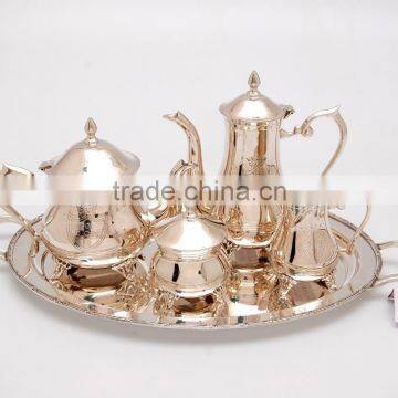 Silver Plated Brass metal tea Sets with Saucer and Sugar pot