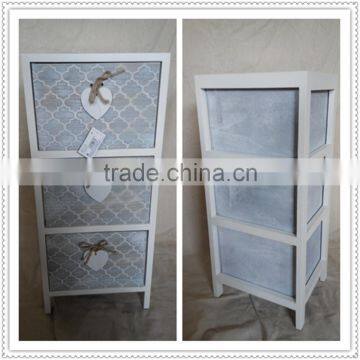 Shabby Chic Wooden Storage Chest Fully Assembled Wood Living Cabinet With White Hanging Hearts Handles photo-6