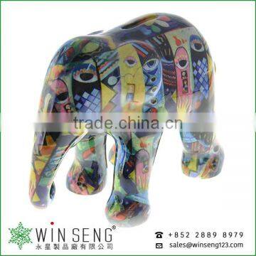 Hot Decoration Hand Painted OEM Art Decor Cute Novelty Ceramic Elephant Piggy Bank photo-2