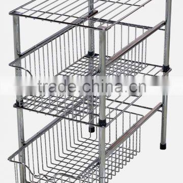 Stackable Under Sink Cabinet Sliding Basket Organizer Drawer