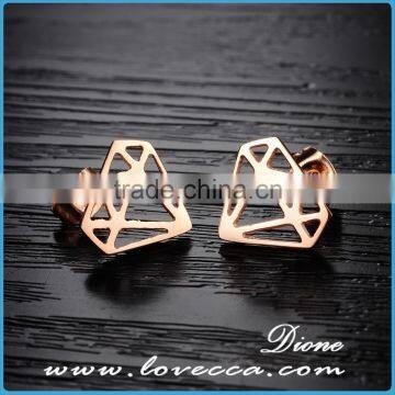 Fashion Jewelry Diamond Shaped Stud Earrings Men Rose Gold IP Stainless Steel Earring photo-2