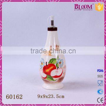Kitchen custom glazed ceramic oil and vinegar bottle