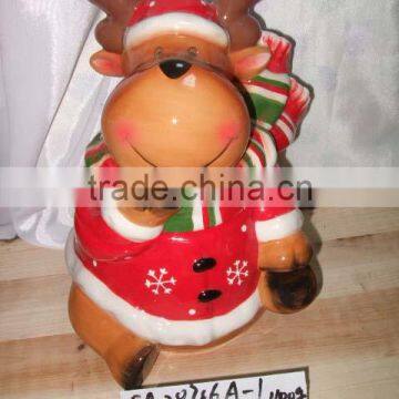 factory direct christmas reindeer shape ceramic christmas figurine for decoration