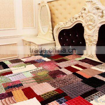 Luxurious Green Spilled Color Blanket Bedding Set, 100% Handicraft in Vietnam, Blanket and Pillow Cover photo-3