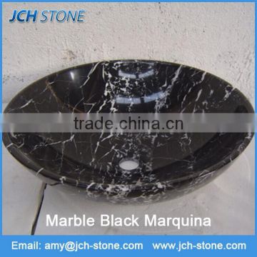 Black Marquina marble round sink & wash basin