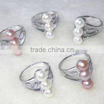 Three Pearls Stainless Rings Tihatian Pearl Ring photo-2