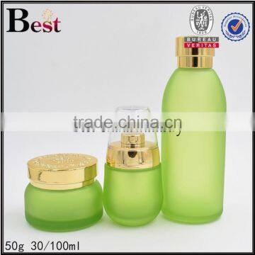 50g Best Sellers Frosted Green Glass Cosmetic Jar Gold Aluminum Lid Personal Care Cream Empty Cosmetic Glass Jar photo-6