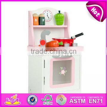 2017 New products children cooking set wooden pink play kitchen W10C263