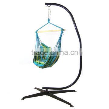 Green and Grey Stripe Polyester Hanging Hammock Chair With Cushion photo-5