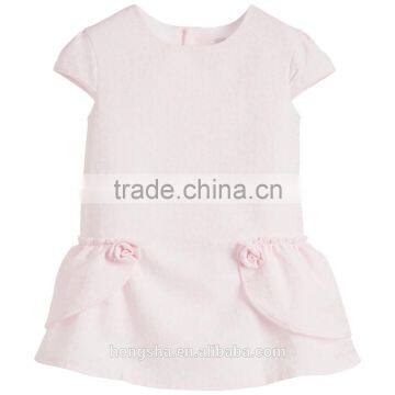 Fashion Baby Girl Dress Pink Cotton Jacquard Kids Dresses With Peplum HSD6988 photo-2