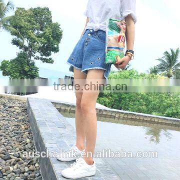 Summer Women Short Fancy Cool Focus Metal Ring Jeans Customized photo-3