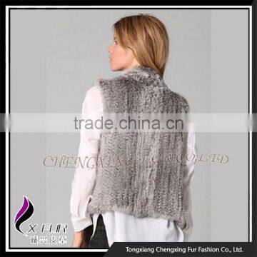 CX-G-B-185C Wholesale Women Plus Size Fur Vest Knitted Real Rabbit Fur Gilet photo-5