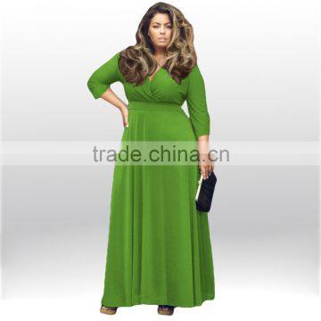 2016 Wholesale New Arrival Fashion Sexy Long Sleeve Deep V-neck Plus Size Dresses for Fat Women photo-4