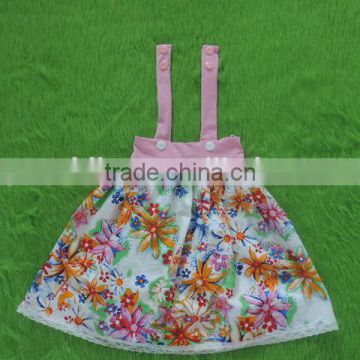 2017 Summer Wholesale Children's Boutique Clothing Baby Girls Flower Sleeveless Lace Top Use Button