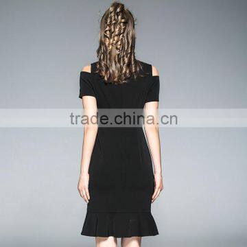 Dressing Sexy for Women Party Specital Occasion Round-color Black Solid Color Fishtail Dresses photo-4