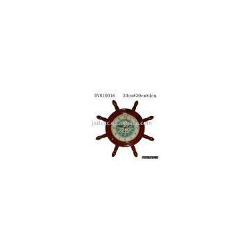 Wooden ship wheel clock/Wooden clock/wall clock/home decoration