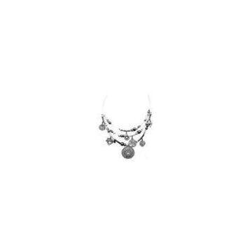 New style Tin Alloy beads Jewelry Womens Mixed Metal Necklace 16inch tail chain for Gift O