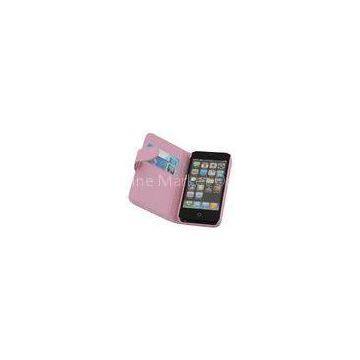 Microfiber Classical Red PU Leather Iphone Case With Card Slot For Girls
