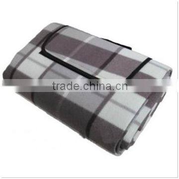 Polyester Portable Plaid Print Polar Fleece Picnic Blanket