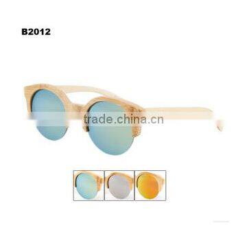 high quality cheap bamboo sunglasses PC frame AC smoke lenses sunglasses B2012