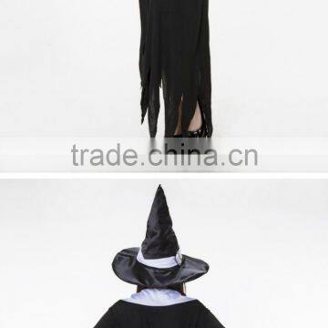 White and Black Irregular Long Witch Costume Cosplay Dress for Halloween Costumes photo-6