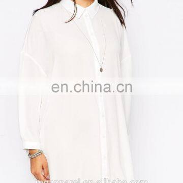 The Latest White Oversized Longline Chiffon Blouse for Women photo-4