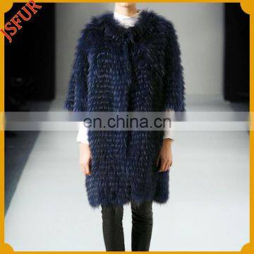 Navy hand made noble nice women real raccoon fur coat