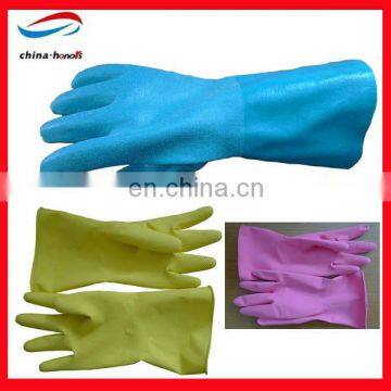 long household rubber gloves/colored latex household gloves