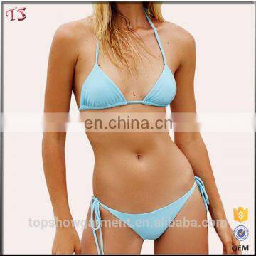 OEM solide adjustable side tie bikinis woman swimwear 2017 in bulk