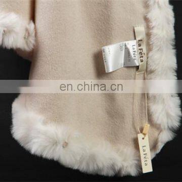 2016 New Style Wool Cashmere Rabbit Fur Shawl Plain Color Women Winter Warm Scarf
