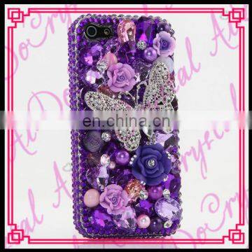 Aidocrystal purple color butterfly and flower mobile phone accessories design your own cell phone case