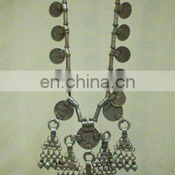 TRIBAL VINTAGE GYPSY RARE BELLY DANCE BANJARA KUCHI COINS NECKLACE