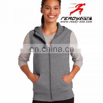 customized cotton french terry sleeveless hoody for women
