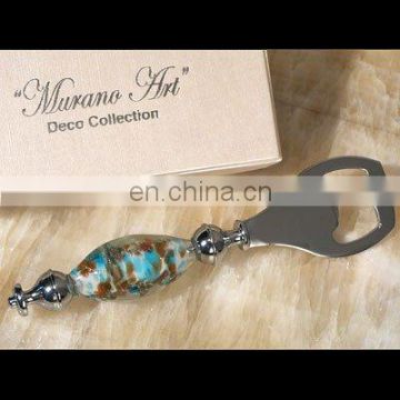 "Murano inspired deco collection" Golden blue bottle opener