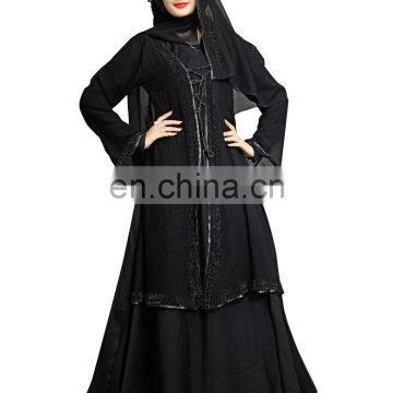 Islamic Wear 2017 Dubai Arabic Black Diamond Stone Work Abaya Burkha With Chiffon Scarf