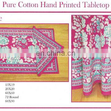 INDIAN HAND BLOCK PRINTED TABLE CLOTH , Napkin & Placemats