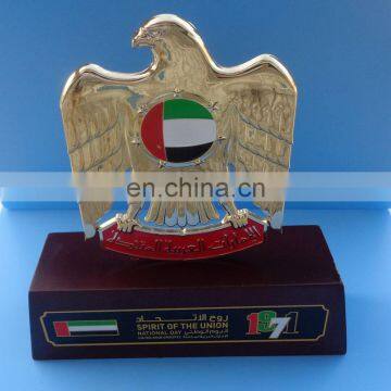 UAE golden falcon metal trophy plaque