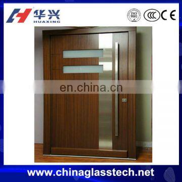 Customized design and color water proof laminate main door designs with tempered frosted glass