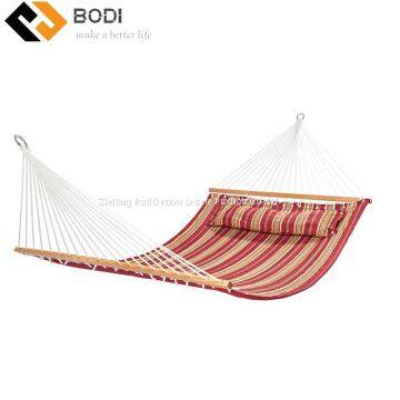 Outdoor Wooden Stick Quilted Hammock Swing Bed With Pillow