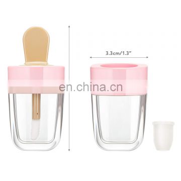 Custom Logo Rose Gold  Popsicle Brush Bling 15ml Ice Cream Bottle Unique Clear Lip Gloss Containers Tubes