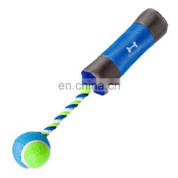 Promotional tennis ball launcher with fabric rope chew dog play toy