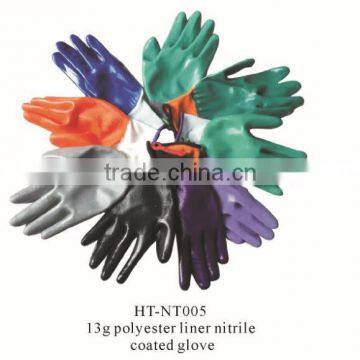 nitrile coated gloves with 3/4 coated/safety gloves oil proof