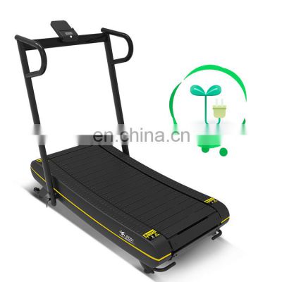 mini curved treadmill solid  handrail self-powered running machine Higher security foldable treadmill save space