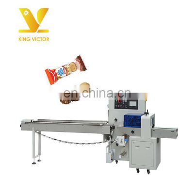 KV automatic horizontal snack food pillow packing machine for cookie bread cake candy