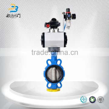 dn200 anti-corrosion casting iron ductile iron epdm wafer type pneumatic operated butterfly valve