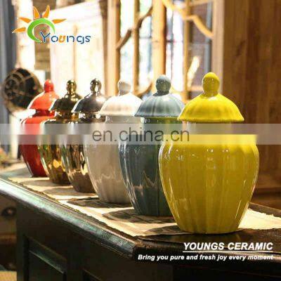 Various Colors High Temperature Fired Porcelain Small Ceramic Storage Jars