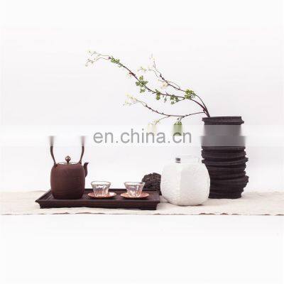 Modern Art Decoration White Black Minimalist Matte Round Handmade Vase