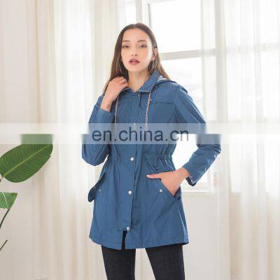 Wholesale Amazon Burst Casual Waterproof Waist Hoodie Female Mid-autumn Long Raincoat ZIP Jacket Female photo-2